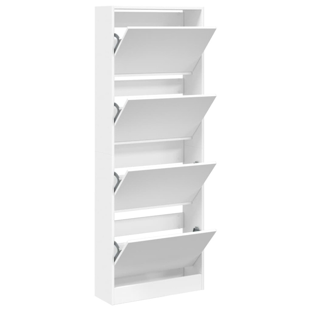 (white, 60 x 21 x 163.5 cm) vidaXL Shoe Cabinet with 4 Flip-Drawers Shoe Storage Shelf Shoe Rack Cupboard