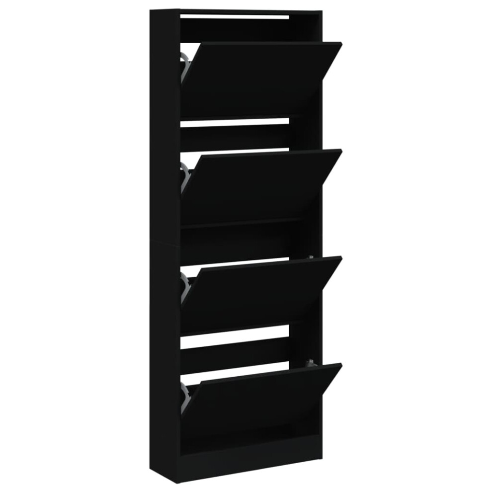 (black, 60 x 21 x 163.5 cm) vidaXL Shoe Cabinet with 4 Flip-Drawers Shoe Storage Shelf Shoe Rack Cupboard