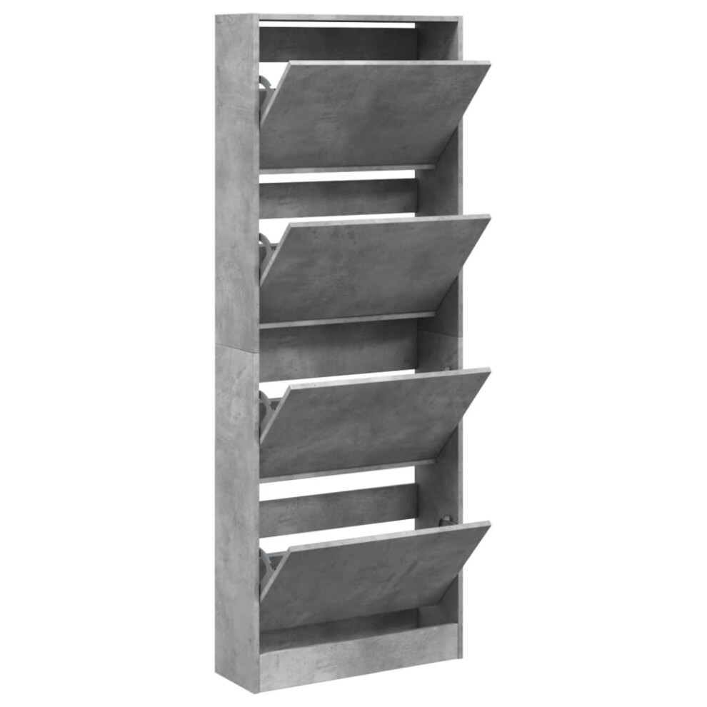 (concrete grey, 60 x 21 x 163.5 cm) vidaXL Shoe Cabinet with 4 Flip-Drawers Shoe Storage Shelf Shoe Rack Cupboard