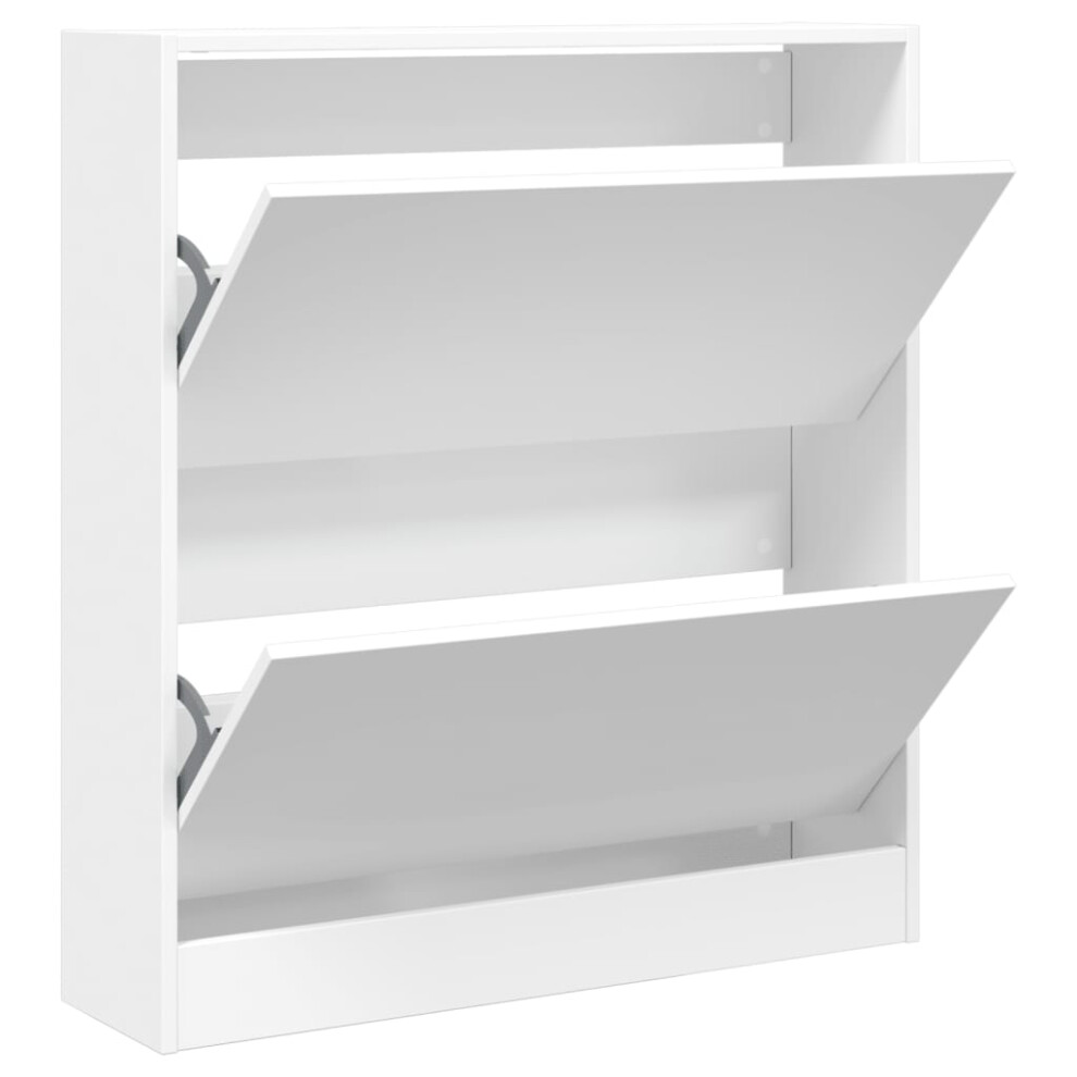 Vidaxl (White, 80 X 21 X 87.5 Cm) Shoe Cabinet With 4 Flip-Drawers Shoe Storage Shelf Shoe Rack Cupboard
