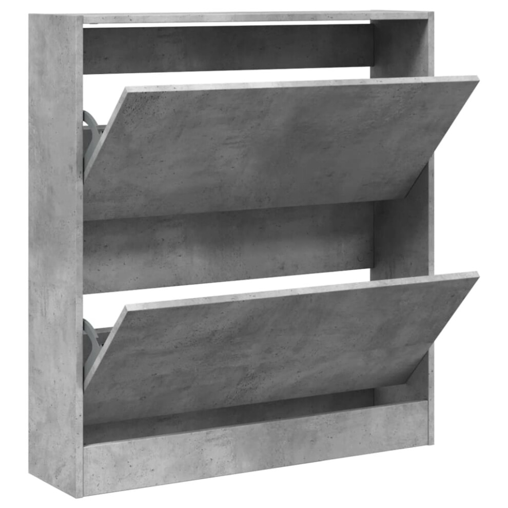 Vidaxl (Concrete Grey, 80 X 21 X 87.5 Cm) Shoe Cabinet With 4 Flip-Drawers Shoe Storage Shelf Shoe Rack Cupboard