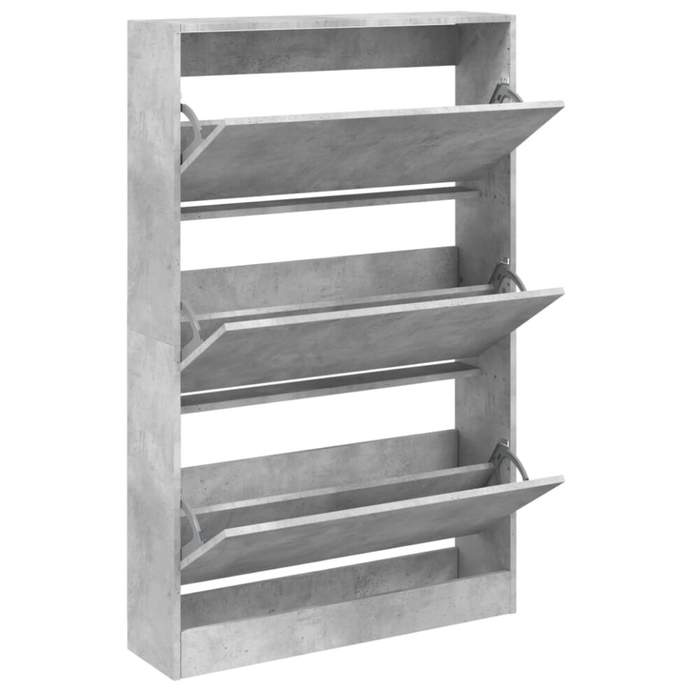 Vidaxl (Concrete 80 X X 125.5 Cm) Shoe Cabinet With 4 Flip-Drawers Shoe Storage Shelf Shoe Rack Cupboard Grey Size 21