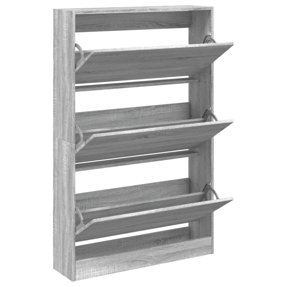 (grey sonoma, 80 x 21 x 125.5 cm) vidaXL Shoe Cabinet with 4 Flip-Drawers Shoe Storage Shelf Shoe Rack Cupboard