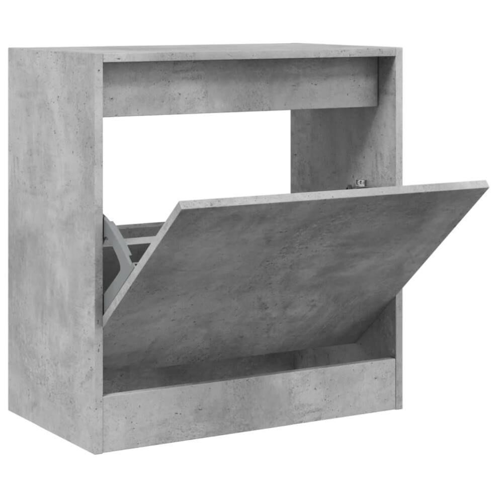 Vidaxl (Concrete Grey, 60 X 34 X 63.5 Cm) Shoe Cabinet With 4 Flip-Drawers Shoe Storage Shelf Shoe Rack Cupboard