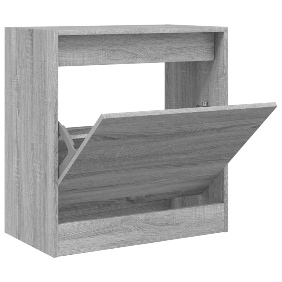 Vidaxl (Grey Sonoma, 60 X 34 X 63.5 Cm) Shoe Cabinet With 4 Flip-Drawers Shoe Storage Shelf Shoe Rack Cupboard