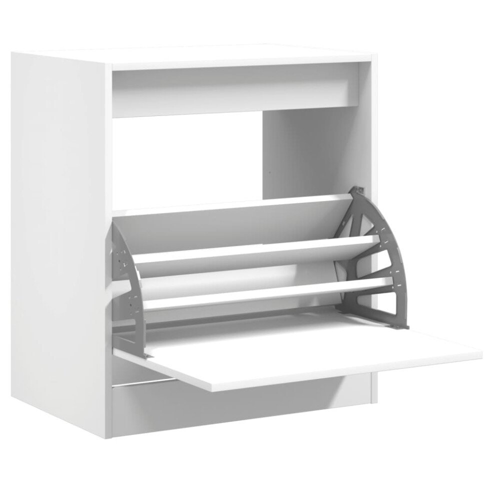 Vidaxl (White, 60 X 42 X 69 Cm) Shoe Cabinet With 4 Flip-Drawers Shoe Storage Shelf Shoe Rack Cupboard