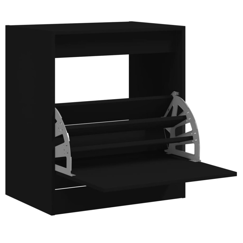 Vidaxl (Black, 60 X 42 X 69 Cm) Shoe Cabinet With 4 Flip-Drawers Shoe Storage Shelf Shoe Rack Cupboard