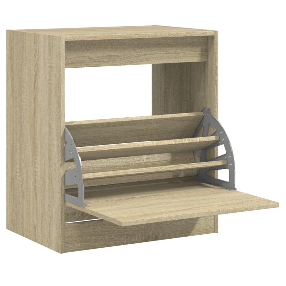 Vidaxl (Sonoma Oak, 60 X 42 X 69 Cm) Shoe Cabinet With 4 Flip-Drawers Shoe Storage Shelf Shoe Rack Cupboard