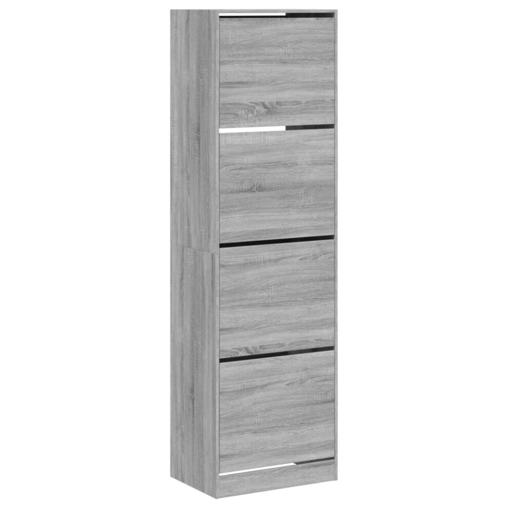 (grey sonoma, 60 x 42 x 204 cm) vidaXL Shoe Cabinet with 4 Flip-Drawers Shoe Storage Shelf Shoe Rack Cupboard