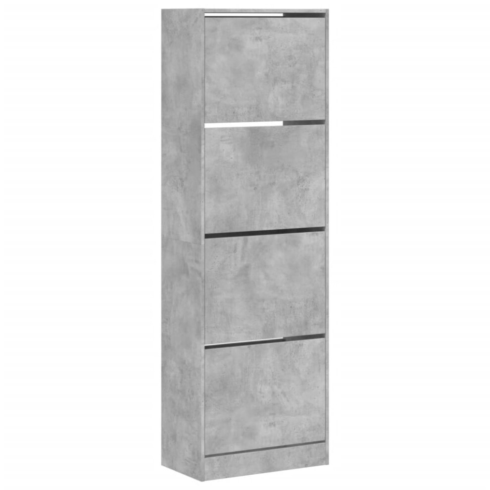 (concrete grey, 60 x 34 x 187.5 cm) vidaXL Shoe Cabinet with 4 Flip-Drawers Shoe Storage Shelf Shoe Rack Cupboard