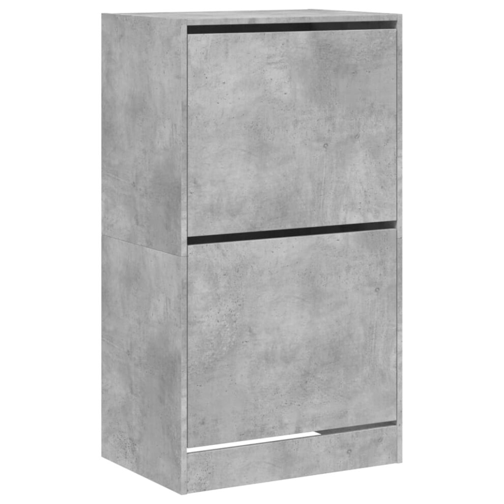 Vidaxl (Concrete Grey, 60 X 42 X 108 Cm) Shoe Cabinet With 4 Flip-Drawers Shoe Storage Shelf Shoe Rack Cupboard