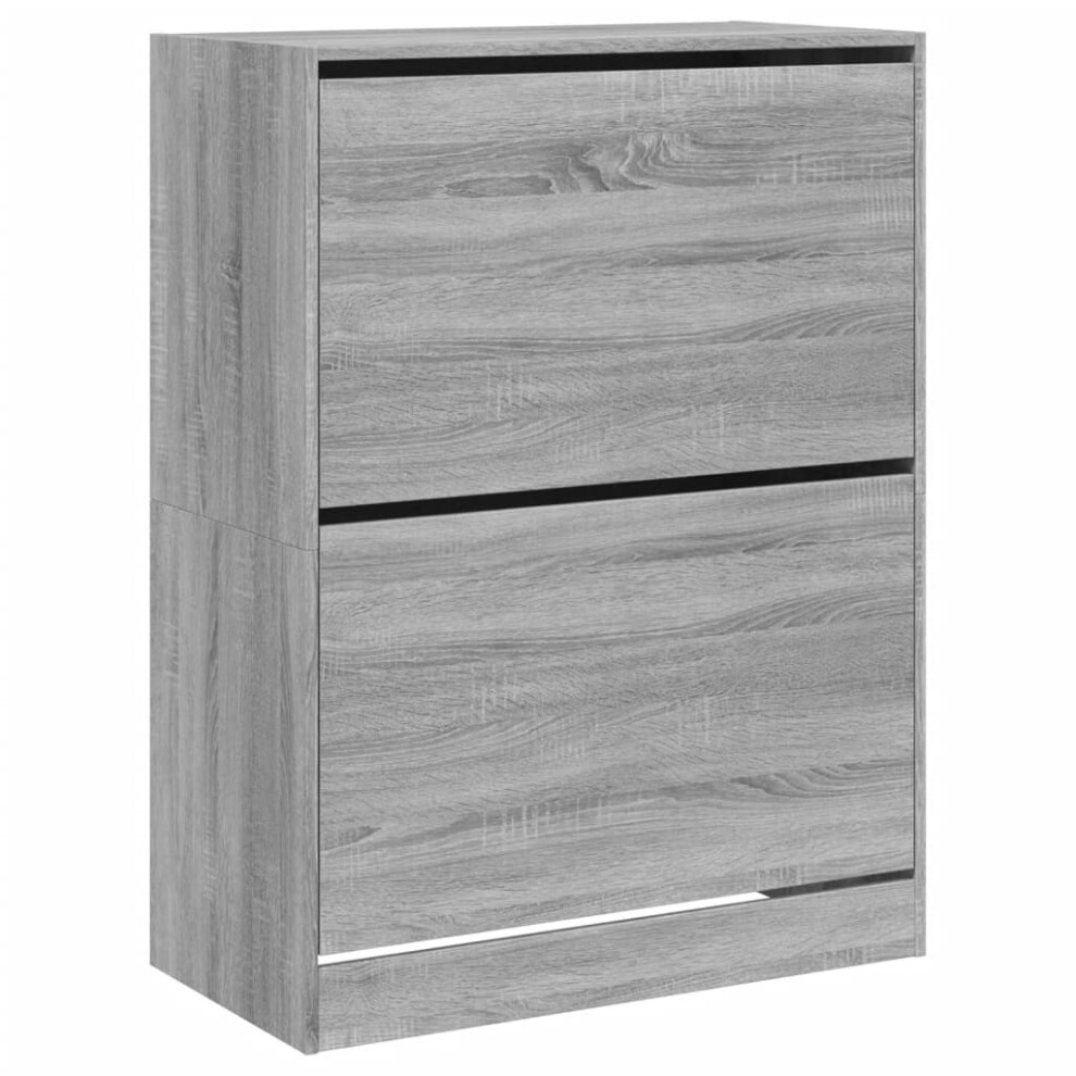 Vidaxl (Grey Sonoma, 80 X 42 X 108 Cm) Shoe Cabinet With 4 Flip-Drawers Shoe Storage Shelf Shoe Rack Cupboard