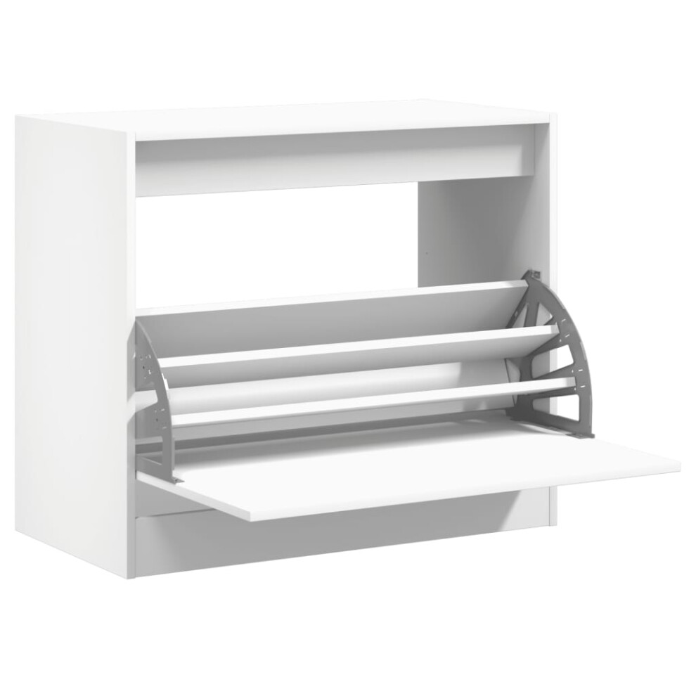 Vidaxl (White, 80 X 42 X 69 Cm) Shoe Cabinet With 4 Flip-Drawers Shoe Storage Shelf Shoe Rack Cupboard