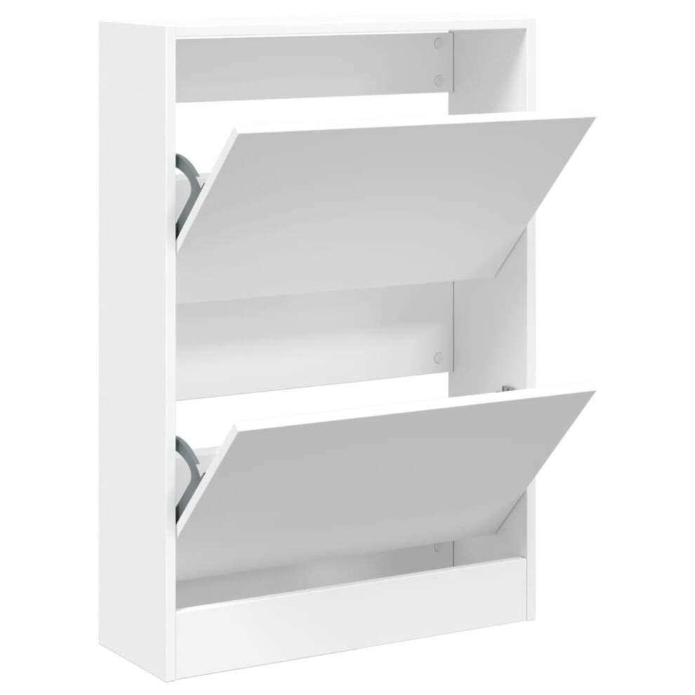 (white, 60 x 21 x 87.5 cm) vidaXL Shoe Cabinet with 4 Flip-Drawers Shoe Storage Shelf Shoe Rack Cupboard