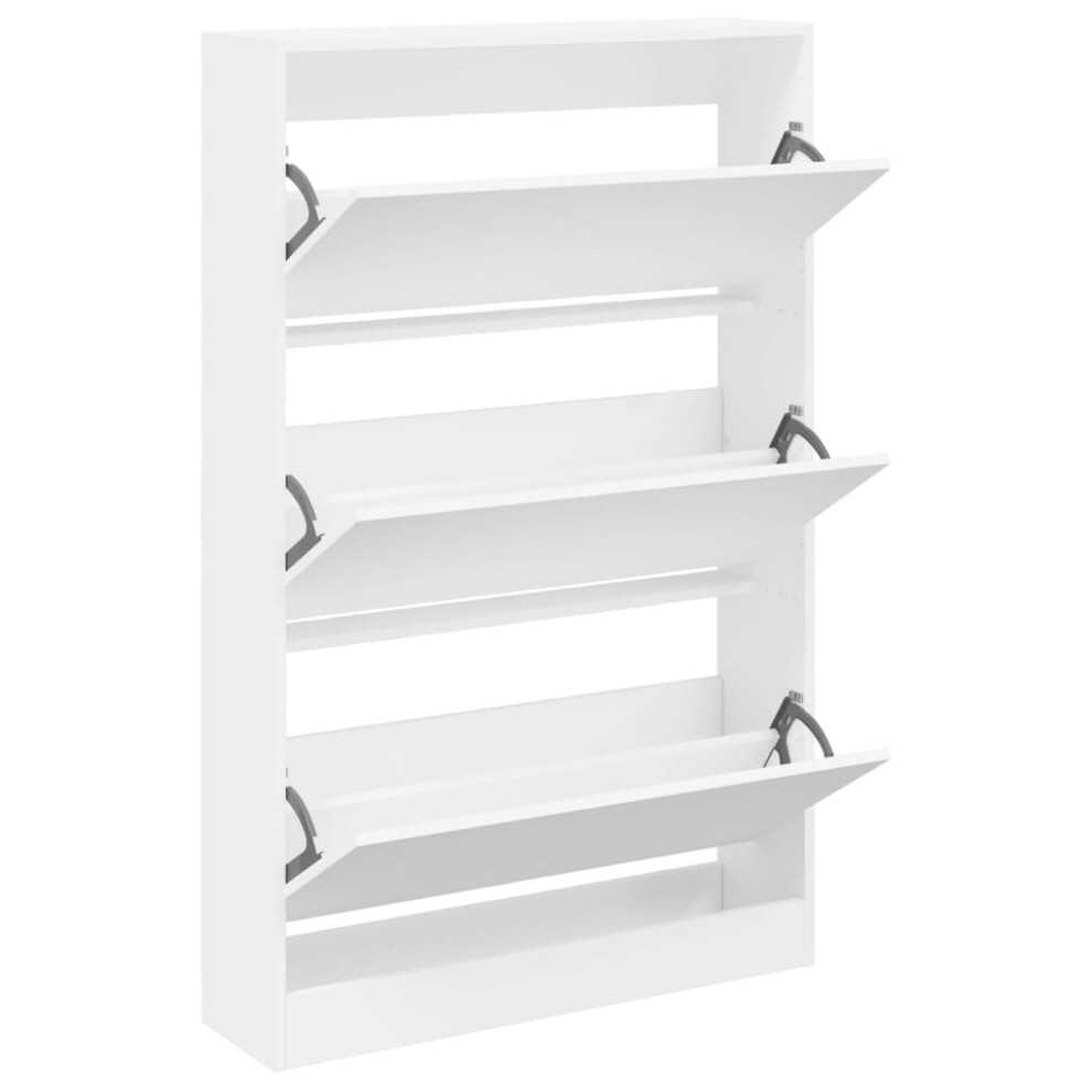 Vidaxl (White, 80 X 21 X 125.5 Cm) Shoe Cabinet With 4 Flip-Drawers Shoe Storage Shelf Shoe Rack Cupboard