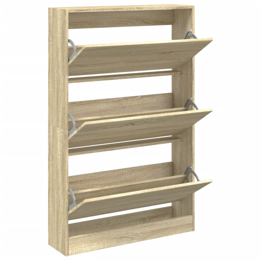 Vidaxl (Sonoma Oak, 80 X X 125.5 Cm) Shoe Cabinet With 4 Flip-Drawers Shoe Storage Shelf Shoe Rack Cupboard Size 21