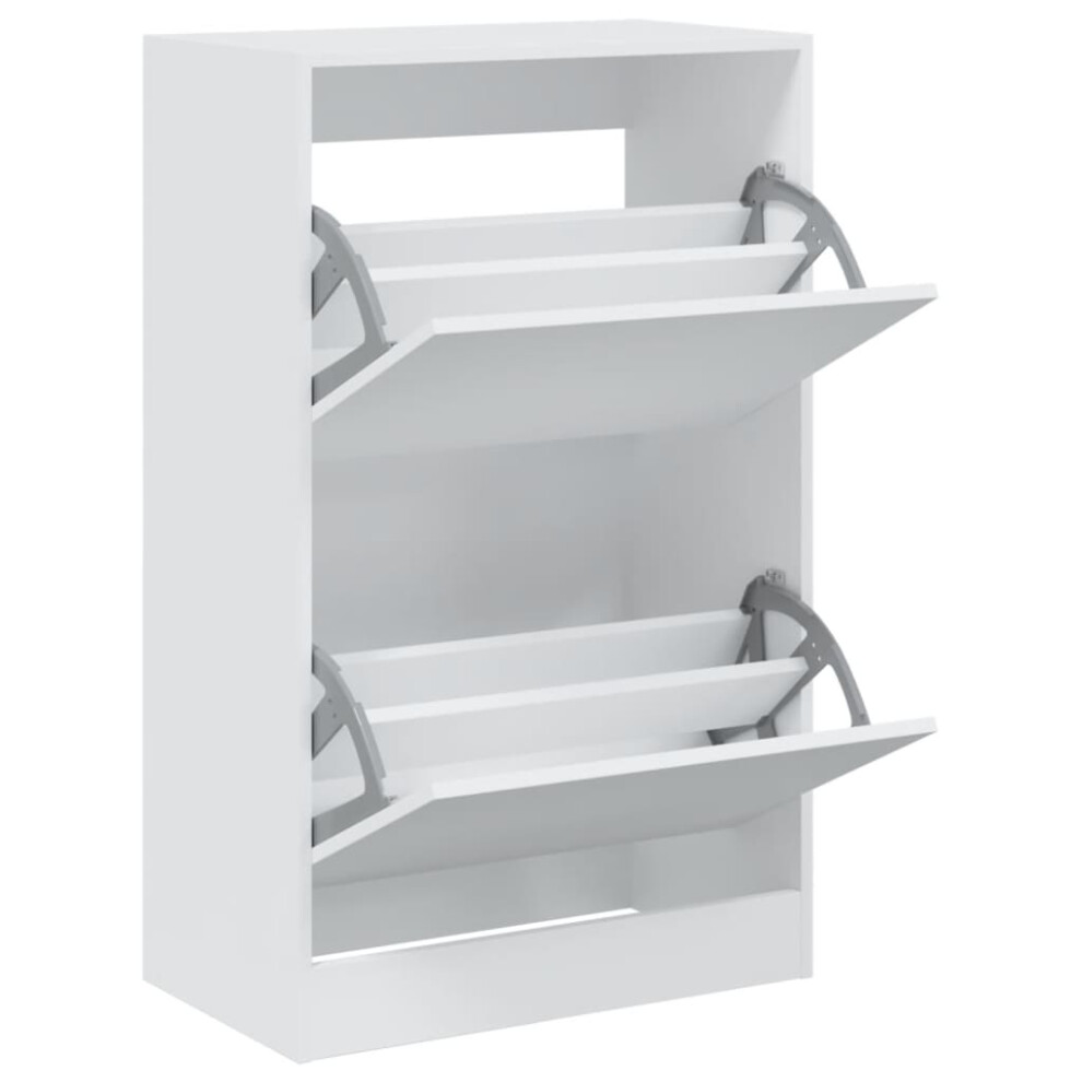 Vidaxl (White, 60 X 34 X 96.5 Cm) Shoe Cabinet With 4 Flip-Drawers Shoe Storage Shelf Shoe Rack Cupboard