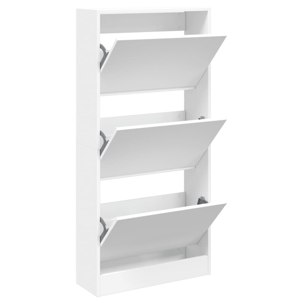 Vidaxl (, 60 X X 125.5 Cm) Shoe Cabinet With 4 Flip-Drawers Shoe Storage Shelf Shoe Rack Cupboard White Size 21