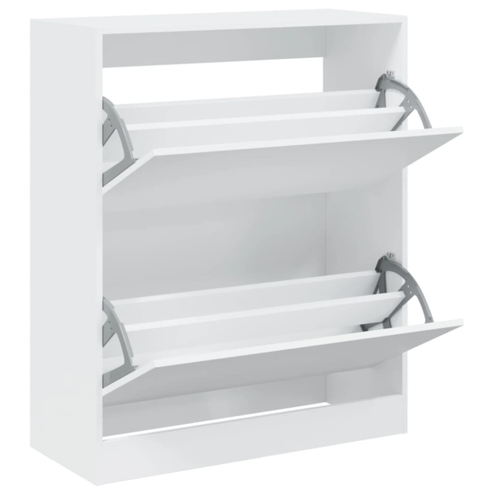 Vidaxl (White, 80 X 34 X 96.5 Cm) Shoe Cabinet With 4 Flip-Drawers Shoe Storage Shelf Shoe Rack Cupboard