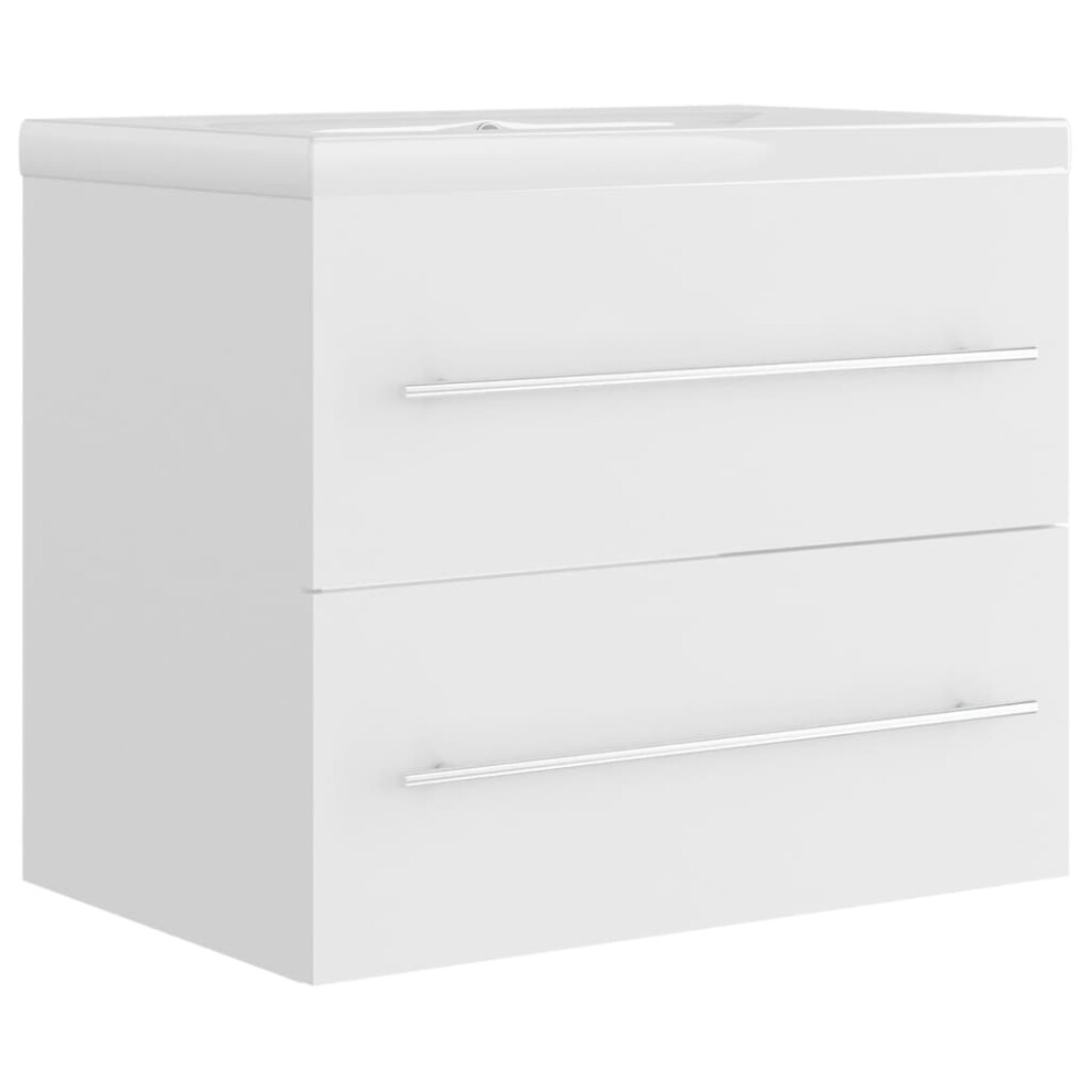 Vidaxl (White, 60 X 38.5 X 48 Cm/Without Faucet) Sink Cabinet With Built-In Basin Bathroom Sink Unit Engineered Wood