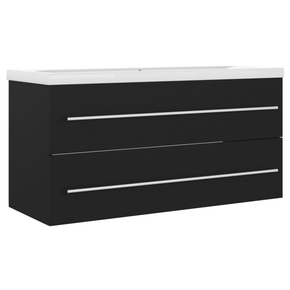 Vidaxl (Black, 100 X 38.5 X 48 Cm/Without Faucet) Sink Cabinet With Built-In Basin Bathroom Sink Unit Engineered Wood