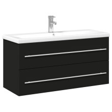 (black, 100 x 38.5 x 48 cm/with faucet) vidaXL Sink Cabinet with Built-in Basin Bathroom Sink Unit Engineered Wood