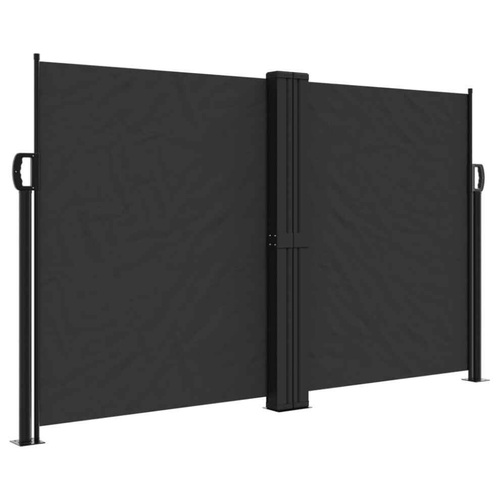 Vidaxl (Black, 140 X 600 Cm) Retractable Side Awning Outdoor Privacy Screen Balcony Sunshade Shelter