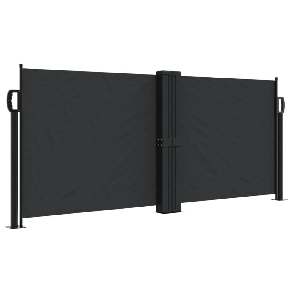Vidaxl (Black, 100 X 1000 Cm) Retractable Side Awning Outdoor Privacy Screen Balcony Sunshade Shelter