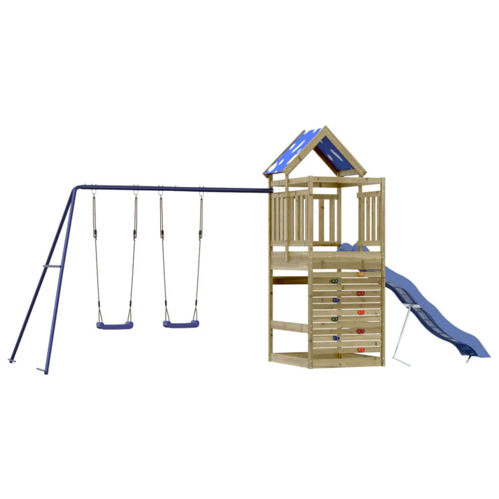 (solid impregnated wood) vidaXL Outdoor Playset Garden Playhouse Playground Equipment Solid Wood Pine