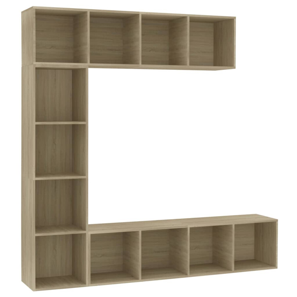 Vidaxl 3 Piece Book/Tv Cabinet Set Sonoma Oak Display Stand Storage Organiser
