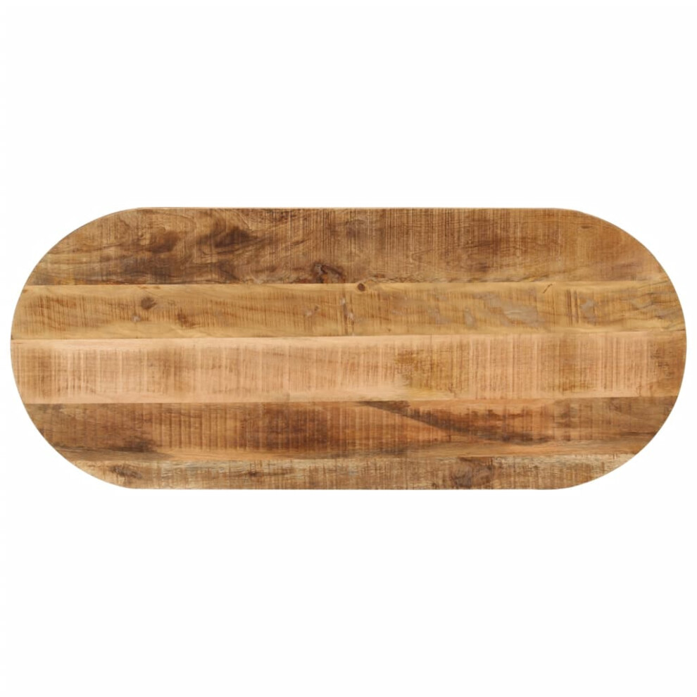 Vidaxl (Natural, 110 X 50 X 3.8 Cm/Solid Rough Mango Wood) Table Top Replacement Board Dining Table Top Wooden Furniture Top Oval