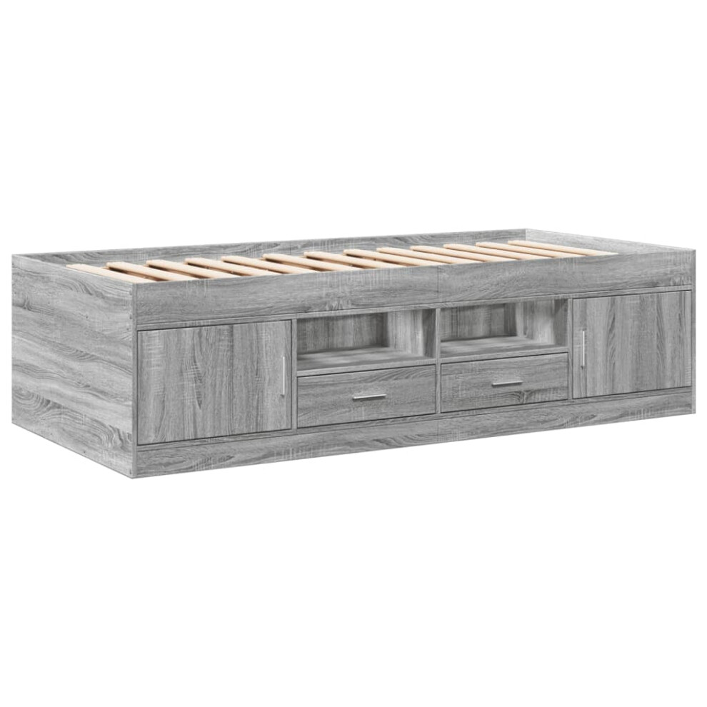 Vidaxl (Grey Sonoma, 90 X 190 Cm) Daybed With Drawers Sofa Bed Daybed Couch Guest Bed Engineered Wood