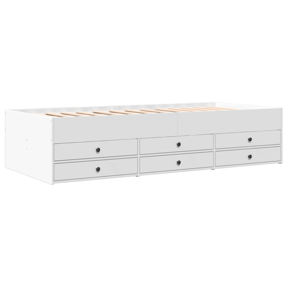 (white) vidaXL Daybed with Drawers Sofa Bed Guest Bed White 90x200 cm Engineered Wood