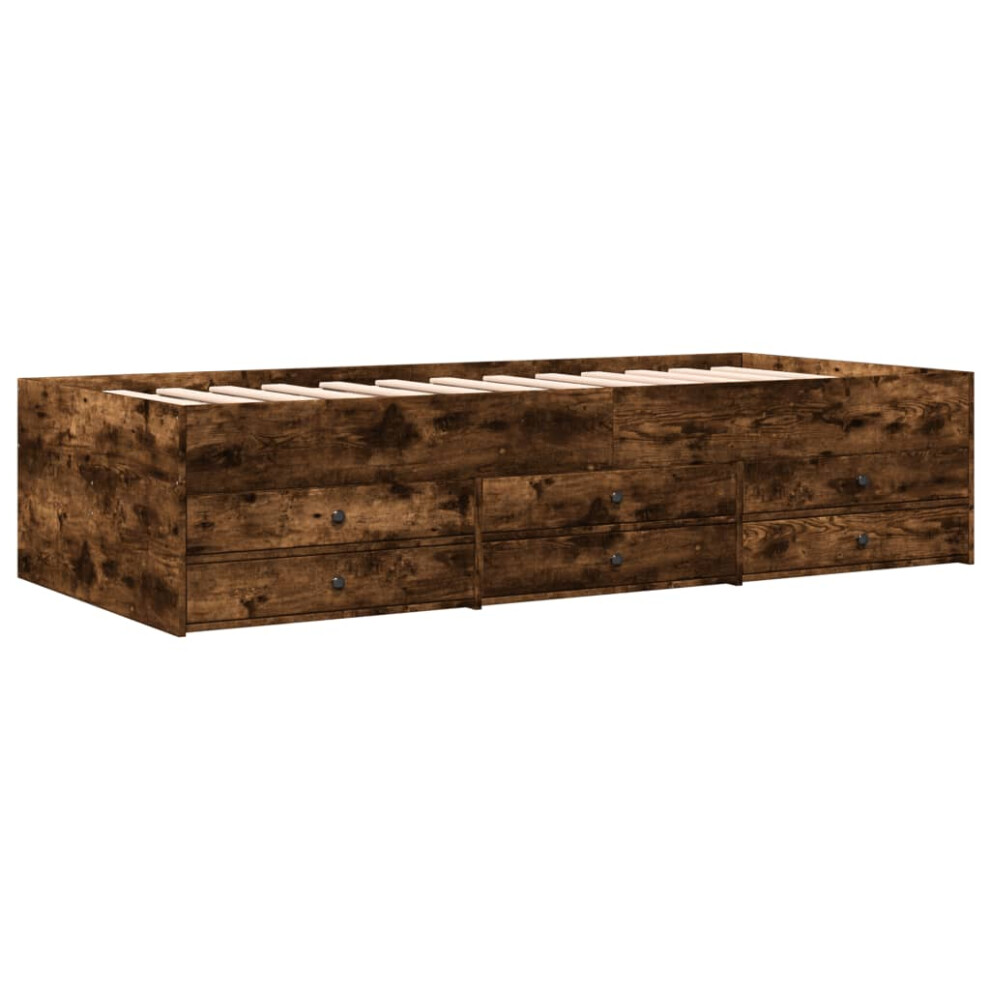 (smoked oak) vidaXL Daybed with Drawers Sofa Bed Guest Bed White 90x200 cm Engineered Wood