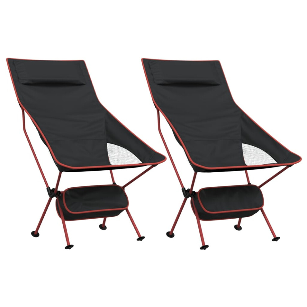 (black and red) vidaXL Foldable Camping Chairs Camp Chair 2 pcs Black Oxford Fabric&Aluminium