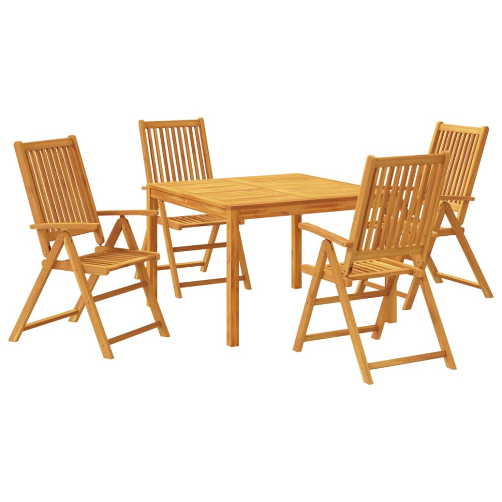 Vidaxl (110 X 110 X 75 Cm/ 5 Piece) Garden Dining Set 3 Piece Outdoor Table And Chair Solid Wood Acacia