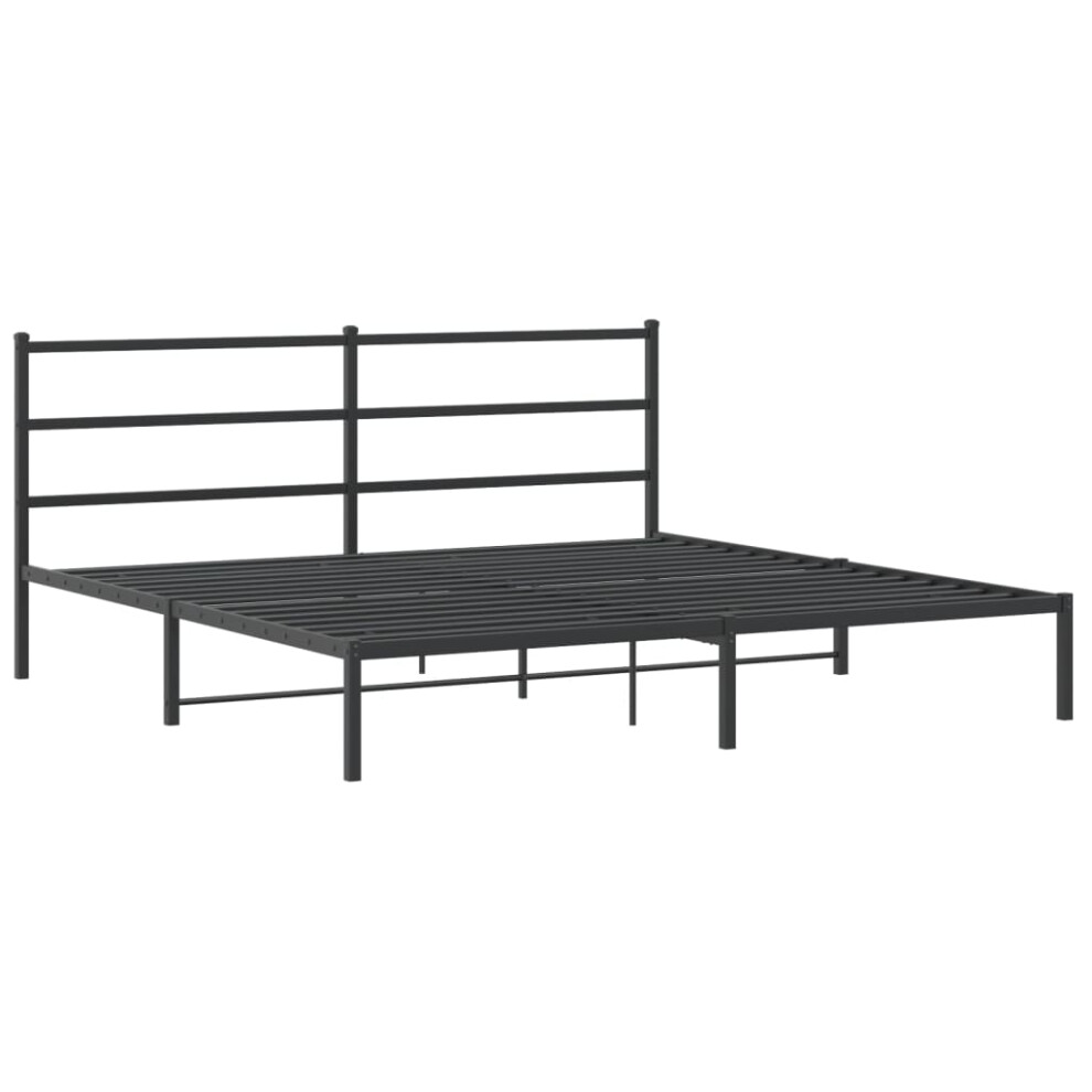 vidaXL Metal Bed Frame with Headboard Mattress Foundation Black 183x213 cm