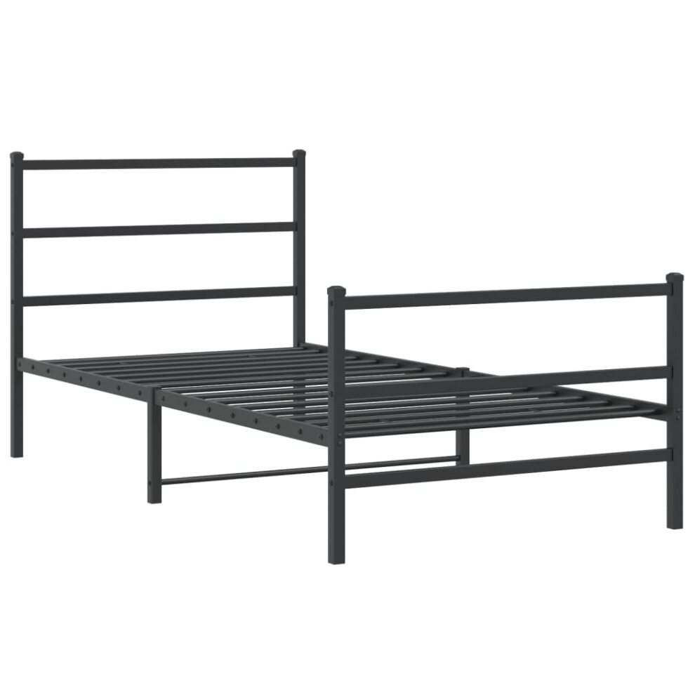 vidaXL Metal Bed Frame with Headboard and Footboard Bed BaseÃÂ Black 107x203 cm