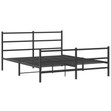 vidaXL Metal Bed Frame with Headboard and Footboard Black 150x200 cm King Size