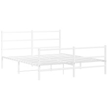 vidaXL Metal Bed Frame with Headboard and Footboard White 150x200 cm King Size