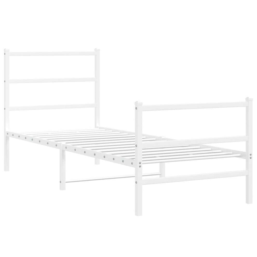 vidaXL Metal Bed Frame with Headboard & FootboardÃÂ White 75x190 cm Small Single