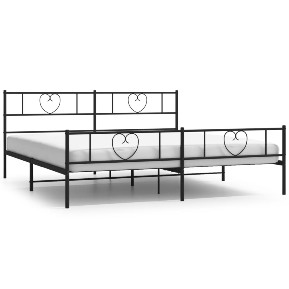 vidaXL Metal Bed Frame with Headboard Bedstead and Footboard Black 200x200 cm