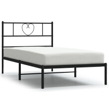 vidaXL Metal Bed Frame with Headboard Mattress Foundation Black 100x190 cm