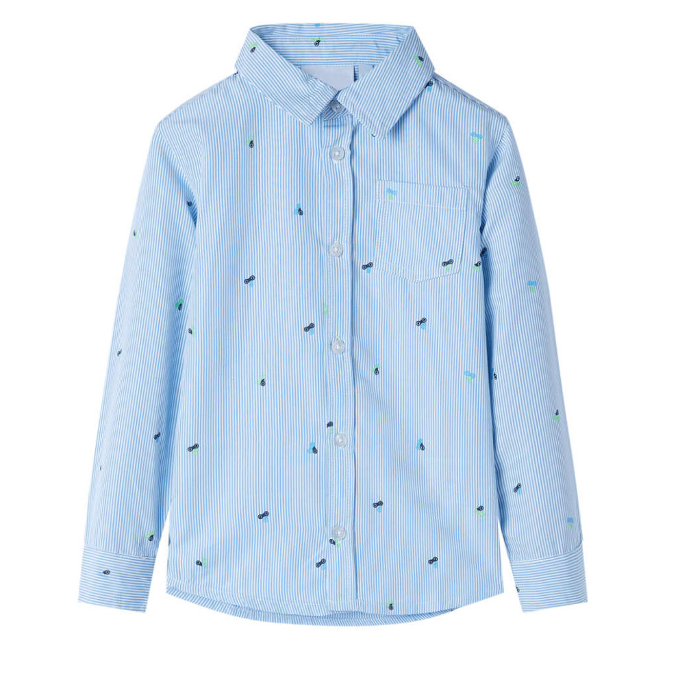 Kids' Shirt Long Sleeves Children's Shirt Toddler Kids' Top Light Blue 128