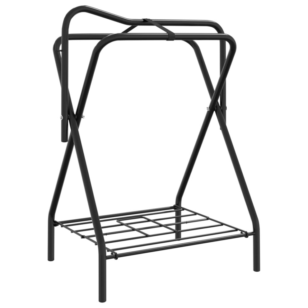vidaXL Saddle Rack Foldable Freestanding Saddle Stand Saddle Holder Black Iron