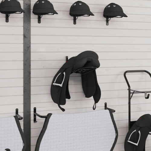 VidaXL vidaXL Foldable Saddle Rack Wall Mounted Saddle Stand Saddle Holder Black Iron 2