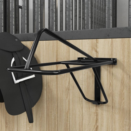 VidaXL vidaXL Foldable Saddle Rack Wall Mounted Saddle Stand Saddle Holder Black Iron 2