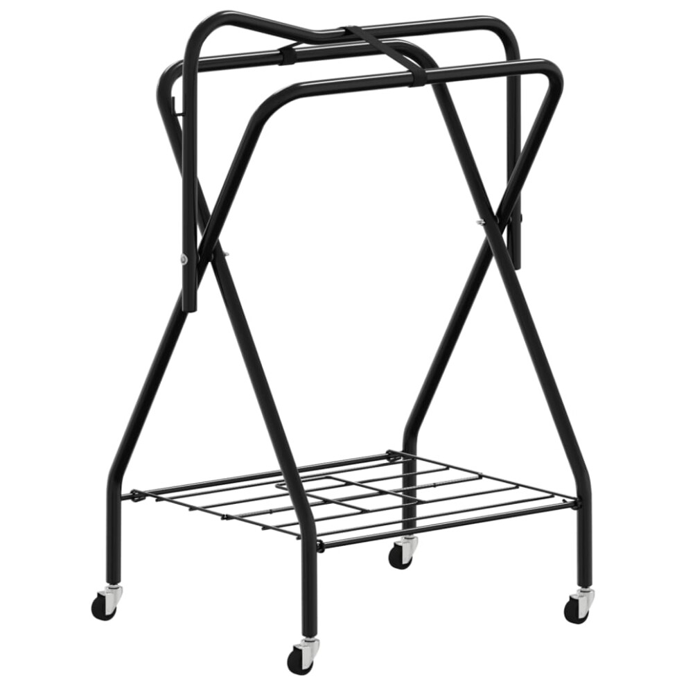 vidaXL Saddle Rack Foldable Freestanding Saddle Stand Saddle Holder Black Iron