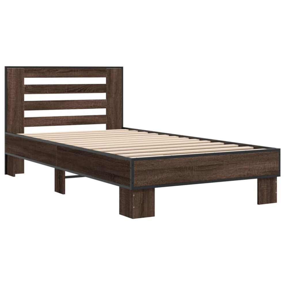 (brown oak, 100 x 200 cm) vidaXL Bed Frame Home Bed Base Sonoma Oak 90x200 cm Engineered Wood and Metal