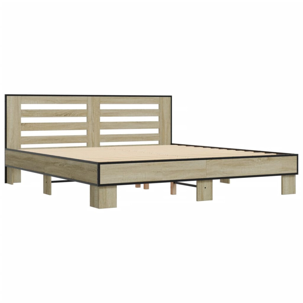 (sonoma oak, 200 x 200 cm) vidaXL Bed Frame Home Bed Base Sonoma Oak 90x200 cm Engineered Wood and Metal